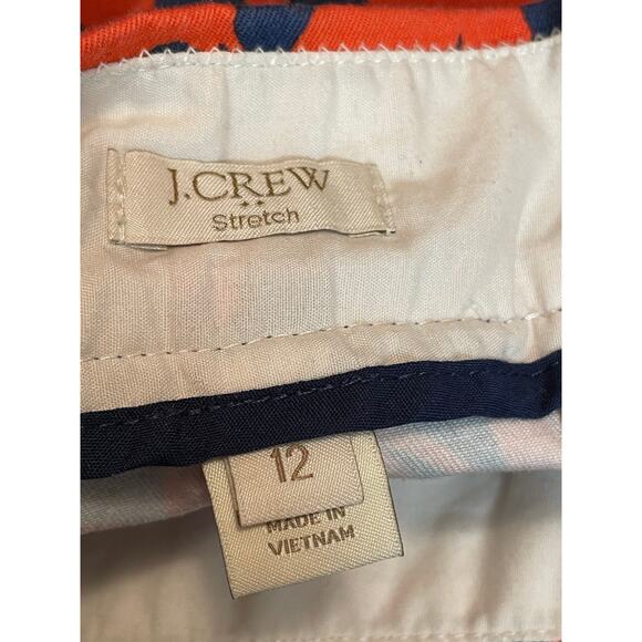 J.Crew stretch short shorts‎ navy blue orange print size 12 women’s - Picture 4 of 6